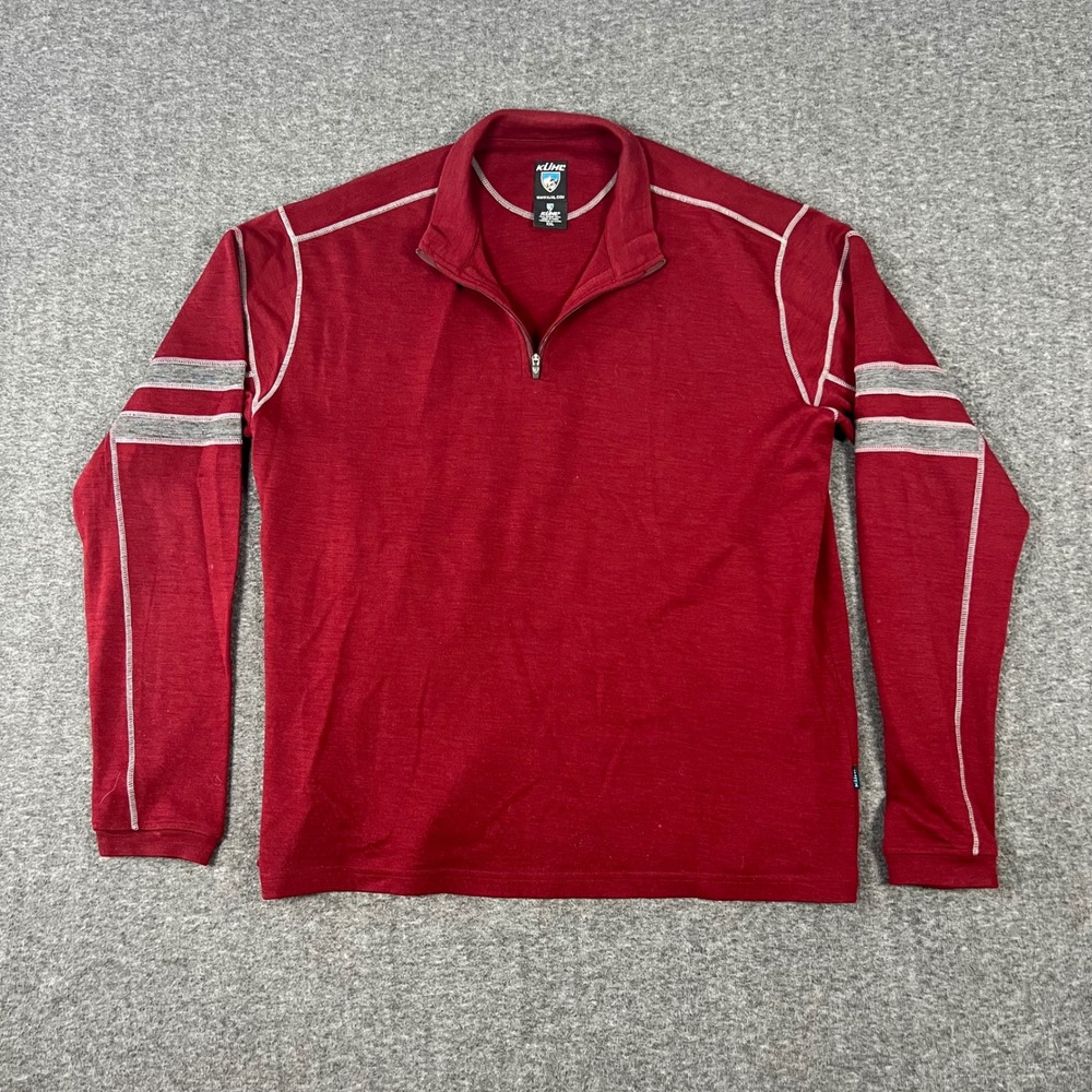 Kuhl Quarter 1/4 Zip Pullover Sweater Men's 2XL Red 100% Merino Wool Hiking